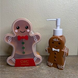 Gingerbread Man Christmas Soap Pump & Gingerbread Snackle Box